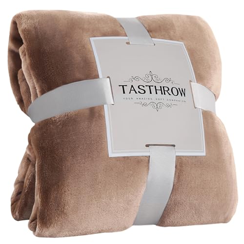 TASTHROW Lightcoffee Throw Blanket 50x60 Inches, Soft Plush Cozy Fleece Flannel Throw Blanket, Lightweight Warm Throws for Bed, Couch, Bedroom and Living Room, All Seasons