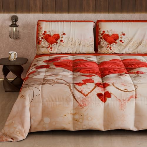 PETTI Artigiani Italiani - Winter Quilt, Winter Duvet, Double Sided Single Quilt Solid Colour and Digital Print, Shabby 04 338, 100% Microfibre, Made in Italy