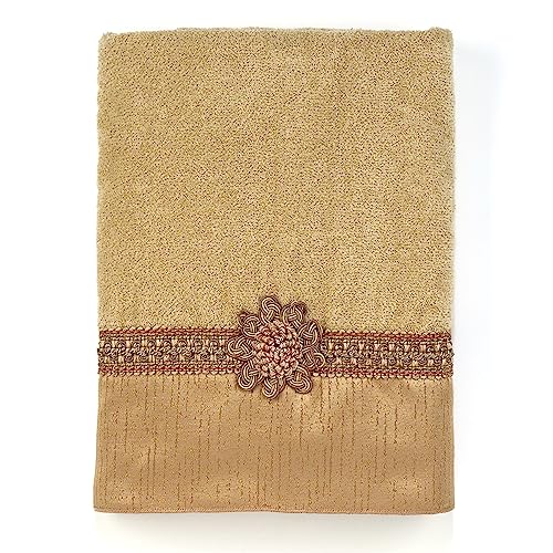 Avanti Linens Braided Medallion Collection, Cotton, Gold, Bath Towel
