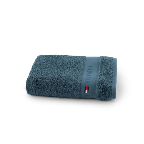 Tommy Hilfiger - Shower Towel, White, Terry Loop, 480 g/m², 100% Cotton, Striped Woven Edge, Lightweight and Absorbent, 70 x 140 cm