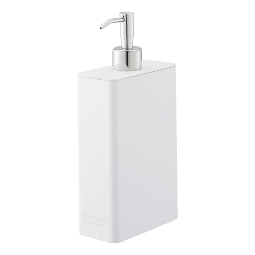 Yamazaki Home Body Soap Contemporary Bottle Pump for Shower - Plastic - Dispenser, ABS Resin, Stainless, Polyethelene, White, One Size