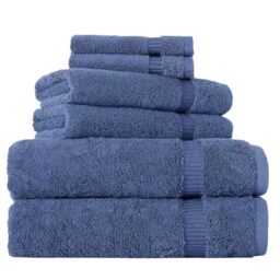 BERIBO Turkish Towel Set 100% Cotton (Comfort) 6 Pieces, 620gsm (Navy)