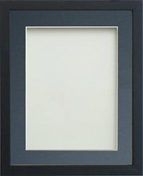 Frame Company Jellybean Range Black Wooden 8x8 inch Picture Photo Frame with Blue Mount for Image 5x5 inch * Choice of Colours & Sizes* Fitted with Perspex