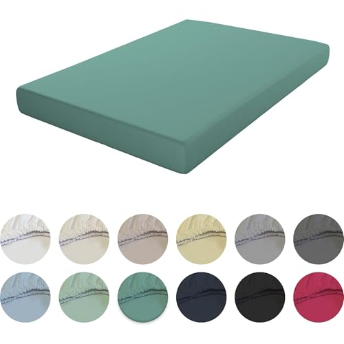 ECOMMERC3 - Extra Soft and Comfortable Fitted Sheet for 180cm Bed - Fitted Sheet Aquamarine Colour Made in Spain, Adjustable, Easy to Wash and Resistant