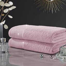GAVENO CAVAILIA Easy Care Abington 2PK Set, Premium Fluffy Absorbent, Super Soft Bathroom Accessory, Cotton, Bath Sheet-Blush Pink, 90X140, 41362630