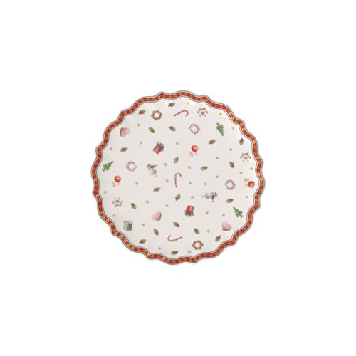 Villeroy & Boch 1485852291 Cake Plate, Porcelain, Multi, 21 x 21 x 6 cm, White/Colourful, Round