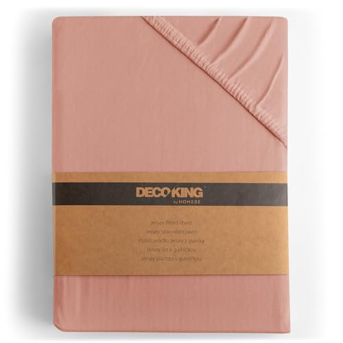 DecoKing Fitted Sheet King 100% Combed Cotton Soft Jersey Bed Sheet 140x200-160x200 cm Salmon Amber
