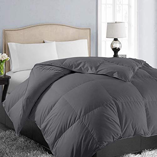 EASELAND All Season Oversized King Soft Quilted Down Alternative Comforter Reversible Duvet Insert with Corner Tabs,Winter Summer Warm Fluffy,Dark Grey,98x116 inches