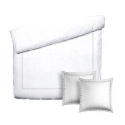 Pure Cotton 3-Piece Double Bedding Set - Duvet Cover 240 x 220 cm & 2 Pillowcases 63 x 63 cm - 100% Cotton Satin, 80 Thread Count, 120 GSM - Oeko-TEX Certified - Celestial - Grey/White