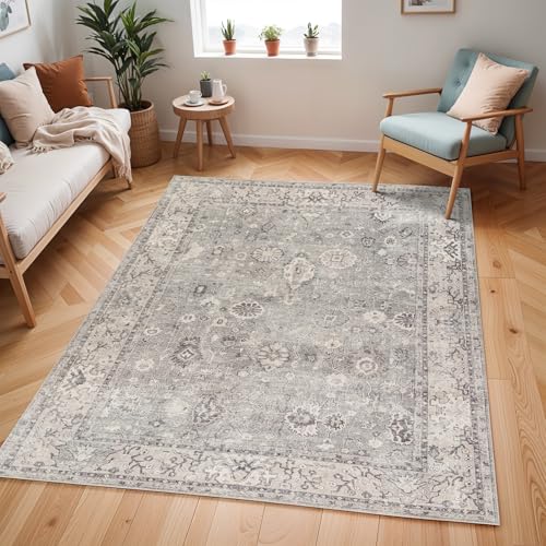 Livabliss x Becki Owens Davina Vintage Rug - Area Rugs for Living Room 120x170 cm, Bedroom - Scandi Neutral Rugs, Traditional Patterned Boho Style, Natural Easy Care Pile - Large Rug, Grey, Taupe