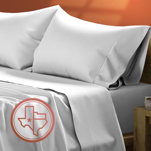 Texas Linen Co. Luxury Egyptian Cotton 600 Thread Count 4 Piece Deep Fitted Sheet Set & Flat Sheets Double Soft Cooling Sateen Weave Extra Long Staple