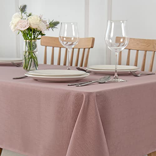 maxmill Square Tablecloth Water Resistance Antiwrinkle Spill Proof Linen Looking Texture Table Cloth, Decorative Fabric Table Cover for Banquet Parties Event Holiday Dinner, 70 x 70 Inch, Dusty Pink