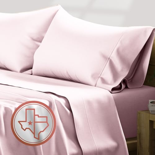 Texas Linen Co. 100% Egyptian Cotton 600 Thread Count 4 Piece California King Sheet Set Soft Cooling Extra Long Staple Sateen Sheets California King Size