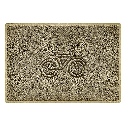 Nicoman Bike Embossed Shape Door Mat Dirt-Trapper Washable Barrier Doormat-(Use Indoor or Sheltered Outdoor)-(90x60cm/3x2ft,Large) Beige