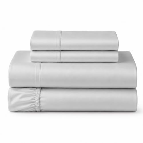 Mayfair Linen Egyptian Cotton 500 Thread Count 4 Piece Sheet Set (1 Flat Sheet 1 Fitted Sheet And 2 Pillow Cases) King Silver
