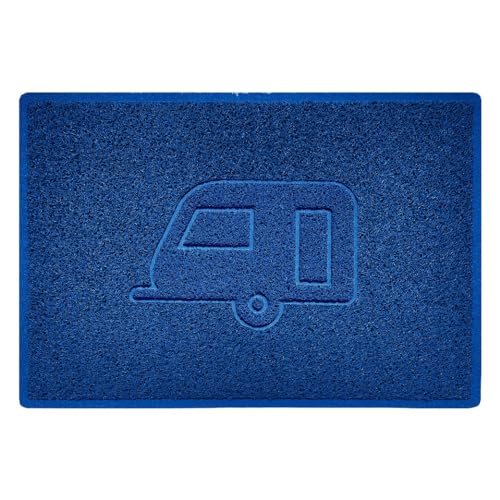 Nicoman CARAVAN Embossed Shape Door Mat Dirt-Trapper Washable Barrier Doormat-(Use Indoor or Sheltered Outdoor)-(90x60cm/3x2ft,Large) Blue