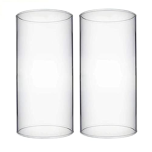 "MISUOVERRE Glass Hurricane Candle Holders, Set of 2, Transparent Glass, 3.3"" x 8"" Tall, Holiday Occasion"