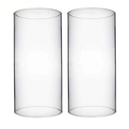 "MISUOVERRE Glass Hurricane Candle Holders, Set of 2, Transparent Glass, 3.3"" x 8"" Tall, Holiday Occasion"