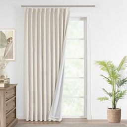 "Vision Home Natural Pinch Pleated Full Blackout Curtains Linen Blended Room Darkening Window Curtains 95 inch for Living Room Bedroom Thermal Insulated Pinch Pleat Drapes with Hooks 1 Panel 60""Wx95""L"