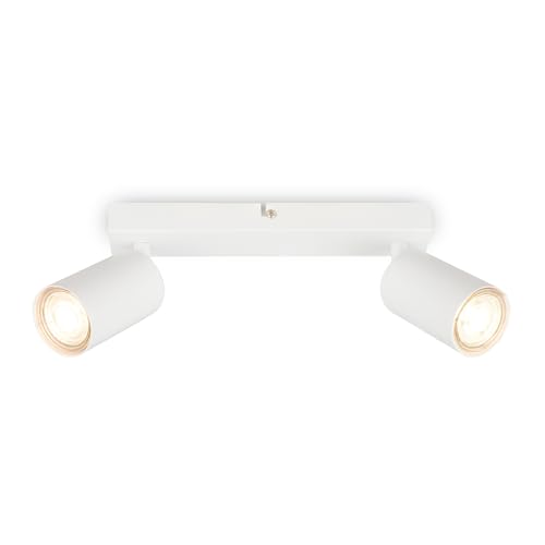 BRILONER - LED Ceiling Spotbar, 2 x GU10 max 9W, Adjustable Ceiling Spot Lights, Living Room, Kitchen Lights, Lamps for Bedroom, 25.5 cm, Metal, White