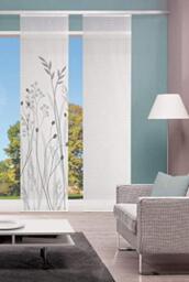 Vision S GRASIL Semi-Transparent Panel Curtain in Bamboo Look Digital Printed Sides Laser Cut Grey Size: 245 x 60 cm Quantity: 1