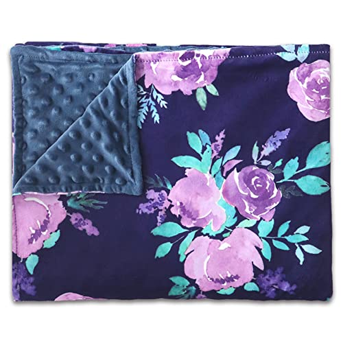 Toddler Blanket Purple Floral Minky Baby Blankets for Grils Double Layer Crib Blanket 50 x 60 Inch Watercolor Flower