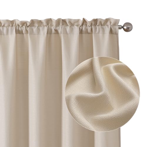 "Chyhomenyc Linen Curtains 54 Inch Length 2 Panels, Faux Linen Textured Semi Sheer Light Filtering Soft Airy Rod Pocket Window Treatment Drapes for Living Room Bedroom, Each 30"" Wx54 L"