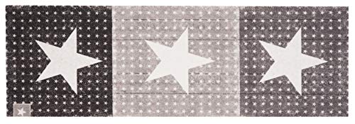 Zala Living Cook & Clean Runner - Non-Slip Rug Runner Flat Weave Short Pile Rug Kitchen Rug Washable Kitchen Runner Boulevard for Hallway, Kitchen, Living Room - Black Grey, 45 x 140 cm