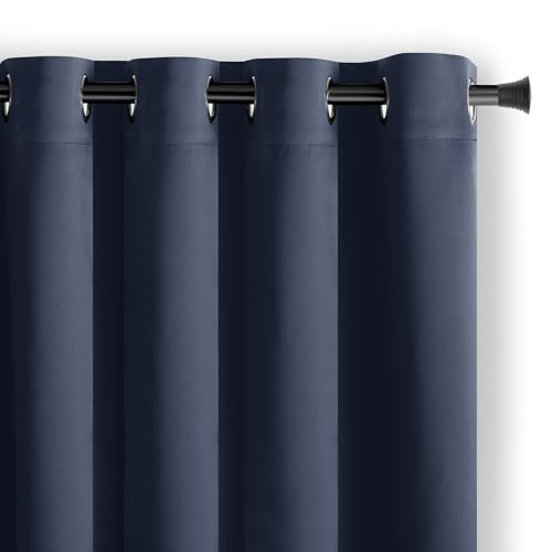 AmeliaHome Indigo Blackout Curtain 140 x 245 cm Eyelet Curtain Opaque Window Decoration Decorative Curtain Blackout