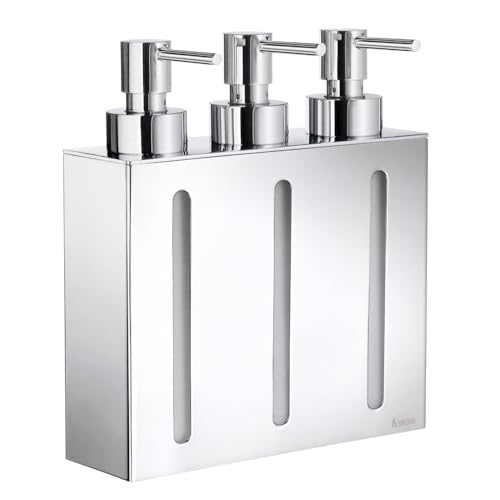 "Smedbo ""Outline"" Triple Soap And Lotion Dispenser, Polished Chrome,16.7 x 6 x 21 cm, Silver"