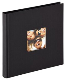 walther Design Photo Album Black 18 x 18 cm with Cover Cut-Out, Fun FA-199-B