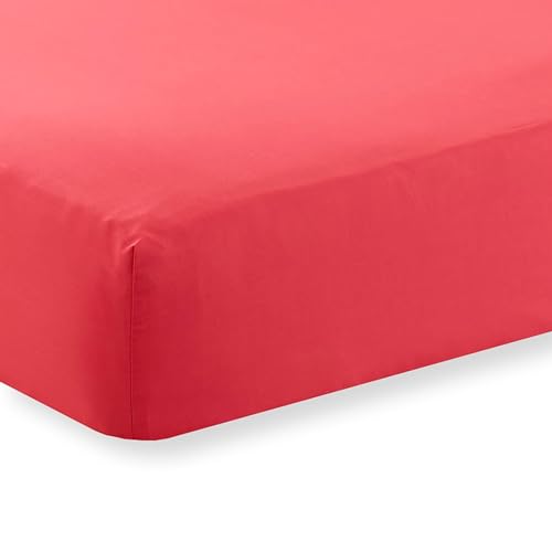Kampala Hill Percale King Fitted Sheet Extra Deep Bedding Red