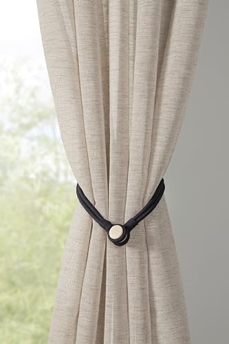 Gardinia 47cm Magnetic Tieback Cord for Curtains and Curtains with Magnet for Easy Attachment - Black