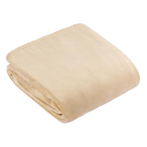 furn. Harrow Fleece Throw – Silky Soft Lightweight Flannel Blanket for Bed or Sofa (Natural - 140x180cm)
