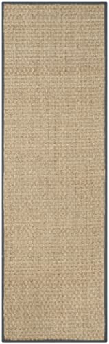 SAFAVIEH Natural Fiber Rug for Living Room, Dining Room, Bedroom - Natural Fiber Collection, Short Pile, in Natural and Black, 76 X 183 cm