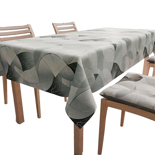 PETTI Artigiani Italiani - Table Cloth, Kitchen Tablecloth in Stain Resistant Microfibre, Silver Circle Design X14 Places (140 x 300 cm) 100% Made in Italy