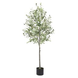 Alyvisun 5FT Olive Tree Artificial, 150cm Faux Olive Tree with Lifelike Olive Leaves & Stable Cement Weight Thickened Bottom Base, Fake Tree Plants for Living Room Bedroom Balcony Corner Office Decor