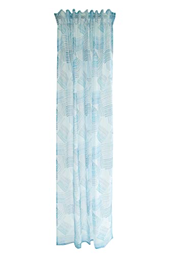 Curtain Blue Transparent Geometric Living Room Bedroom Children's Room 140 x 245 cm