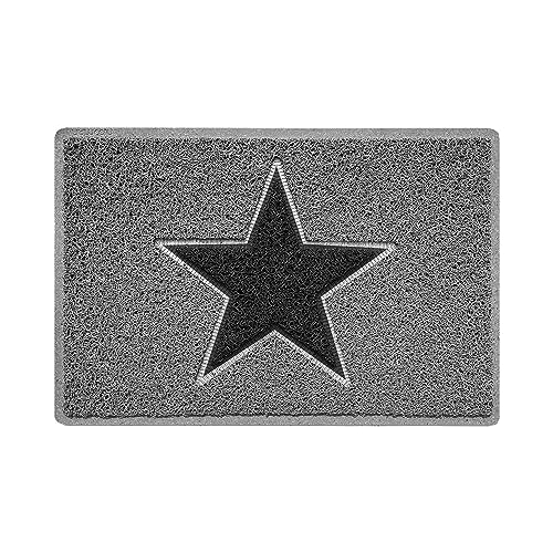 Nicoman STAR Door Mat|Entrance Barrier Dirt-Trapper Floor Mat|Patio Garden Conservatory Doormat|Indoor Outdoor Matt|Grey with Black Star, 60x40cm