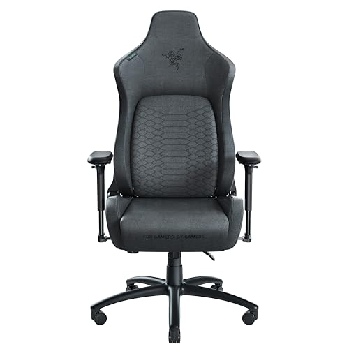 Razer Iskur - Premium Gaming Chair with Integrated Lumbar Support (Desk Chair/Office Chair, Multi-layer Synthetic Leather, Foam Padding, Head Pad, Height Adjustable) Fabric- XL