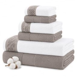 Modern Threads 2 Bath Hand Towels 2 Washcloths, Cotton, Taupe, Standard