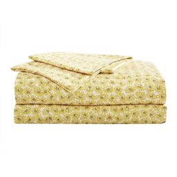 Betsey Johnson- Queen Sheet Set, Silky & Lightweight Bedding, Fade & Wrinkle Resistant (Sunflower Field Yellow, Queen)