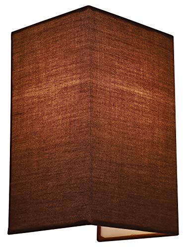 HARPER LIVING 1xE27/ES Wall Wash Light with Switch, Mocha Rectangle Fabric Shade, Suitable for LED Upgrade, Ideal for Bedroom, Living Room, Hallway, Hotel, B&B