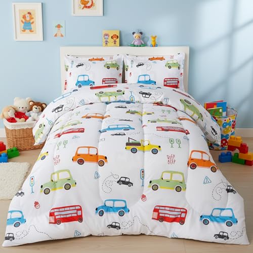 Utopia Bedding All Season Car Comforter Set with 2 Pillow Cases - 3 Piece Soft Brushed Microfiber Kids Bedding Set for Boys/Girls – Machine Washable (Twin/Twin XL)