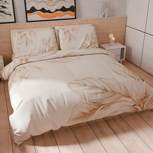 PETTI Artigiani Italiani - Maxi Double Duvet Cover Set 240 x 220 cm (2 Pillowcases 80 x 80 cm Included), Microfibre Duvet Cover Set with Digital Floral Print 25 150 – Made in Italy