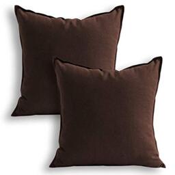 "Jeanerlor Solid Cotton Linen Decoration 18""x18"" Throw Pillow Case Brown Cushion Cover Cool Pillow Cover Delicate Decorative Pillowcase for Bed/Chair/Couch, (45 x 45cm),2 Packs"