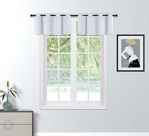 PI Blackout Valance Curtains,Grommet Short Decoration Coffee Curtain Glossy Textured Window Curtain for Kitchen/Cupboard 1 Panel (White,W52XL18)
