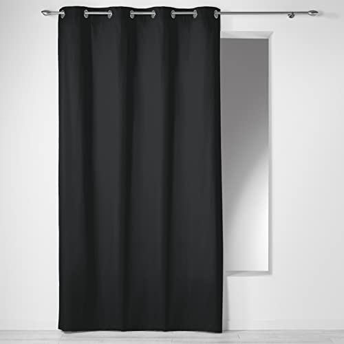 Douceur D'Interieur 100 Percent Cotton Curtain Rings 140X240 Panama Uni Noir, Black