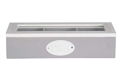 Tea Storage Box, 3 Compartment, Glass Material - Grey