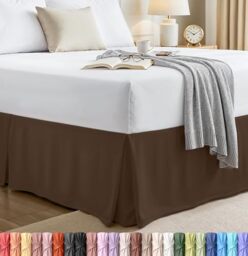 Utopia Bedding Full Bed Skirt - Soft Quadruple Pleated Ruffle - Easy Fit with 16 Inch Tailored Drop - Hotel Quality, Shrinkage and Fade Resistant (Queen, Brown)